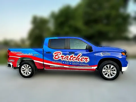 Bratcher Heating and Air HVAC pickup truck wrap by Chicago Fleet Wraps