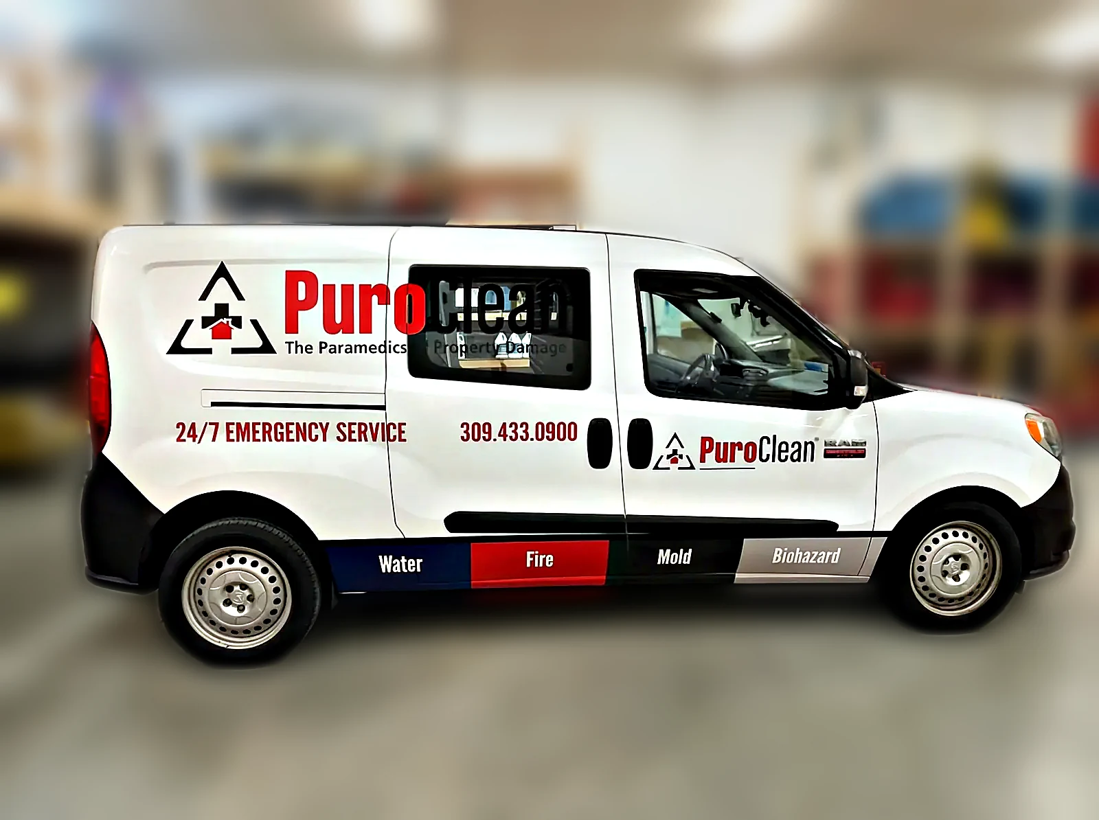 Puroclean Commercial Transit Van Ford Transit van wrap by Chicago Fleet Wraps - Orland Park install