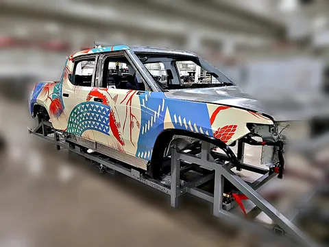 Multi Color Rivian pickup truck wrap by Chicago Fleet Wraps